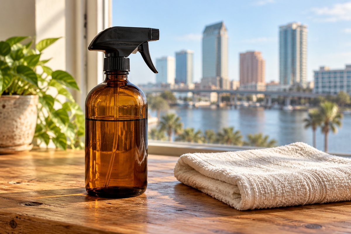 Amber glass spray bottle with trigger sprayer for castile surface cleaner